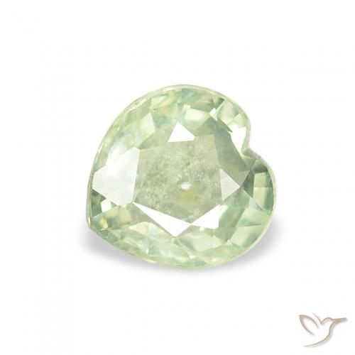 Safira Verde muito claro Natural 0.69ct, Coração, VS