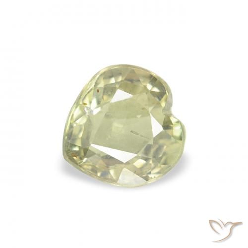 0.60ct Natural Verde amarelado Safira, Coração, VS
