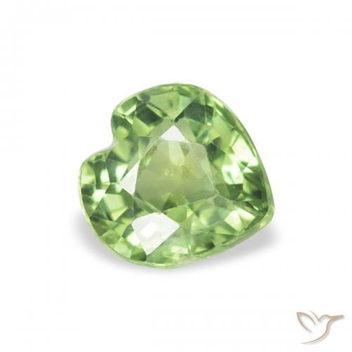 Safira verde quente Natural 0.64ct, Coração, VS