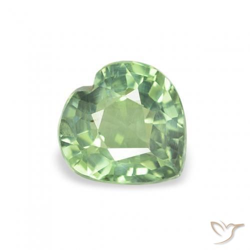 0.62ct Natural Verde Sábio Claro Safira, Coração, VS