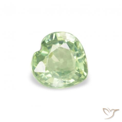 0.65ct Natural Verde Sábio Muito Claro Safira, Coração, VS