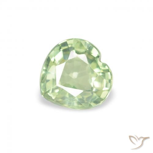 Safira Verde Sábio Muito Claro Natural 0.65ct, Coração, VS