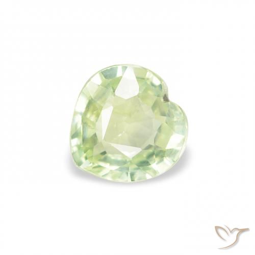 Safira Amarelo Claro Verde Natural 0.64ct, Coração, VS