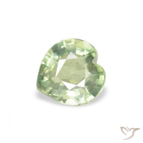 0.61ct Natural Verde Sábio Muito Claro Safira, Coração, VS