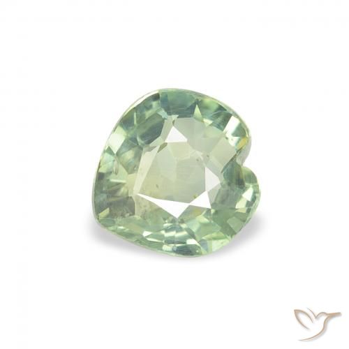 0.65ct Natural Luz verde Safira, Coração, VS