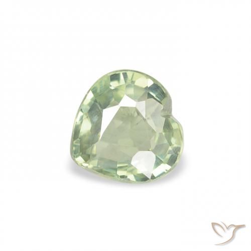 0.61ct Natural Verde Sábio Muito Claro Safira, Coração, VS