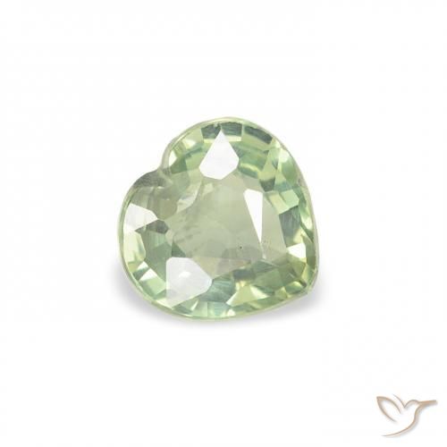 Safira Verde Sábio Muito Claro Natural 0.61ct, Coração, VS
