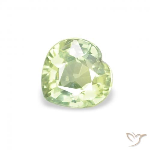 0.66ct Natural Verde Limão Claro Safira, Coração, VS