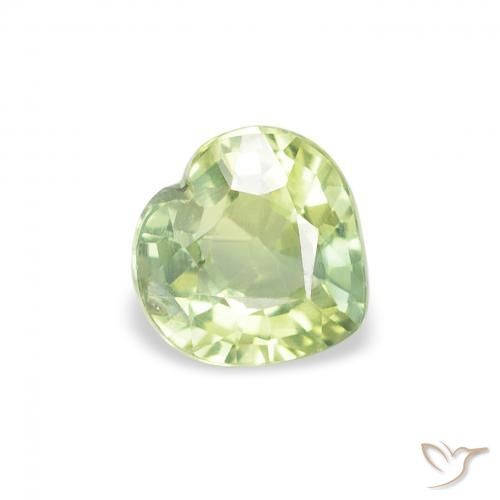 Safira Verde Limão Claro Natural 0.66ct, Coração, VS