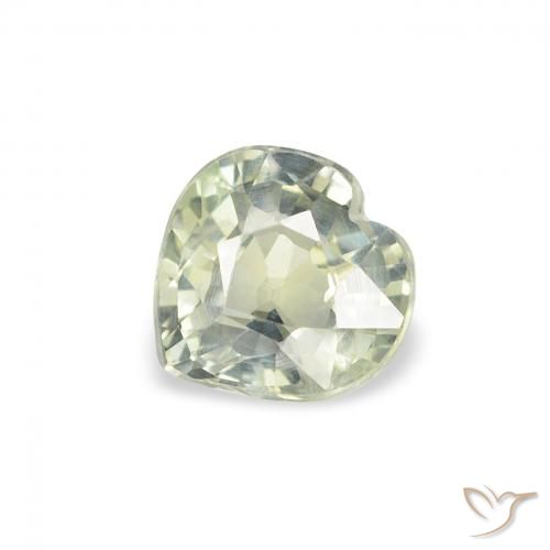 0.67ct Natural Verde muito claro Safira, Coração, VS