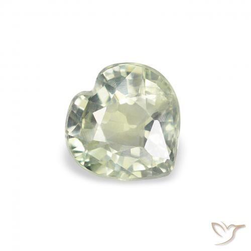 Safira Verde muito claro Natural 0.67ct, Coração, VS