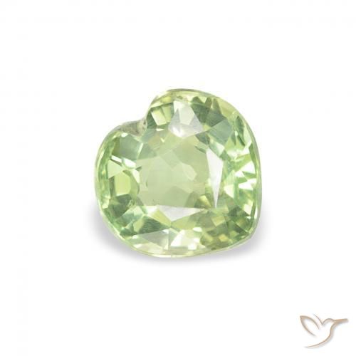 Safira Amarelo Claro Verde Natural 0.78ct, Coração, VS