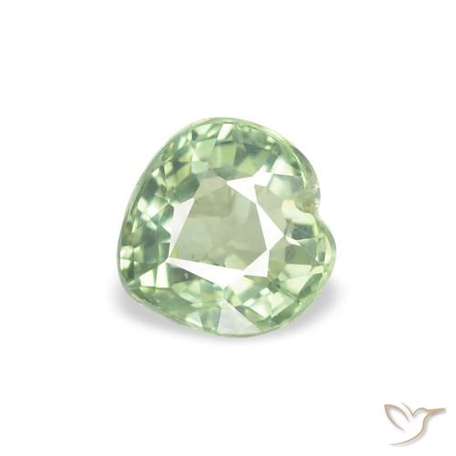 Safira Verde pálido Natural 0.76ct, Coração, VS