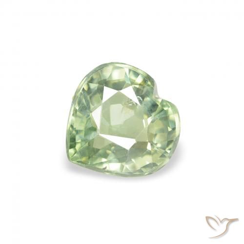 0.71ct Natural Verde Sábio Muito Claro Safira, Coração, VS