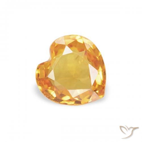 Safira Laranja Médio Natural 0.41ct, Coração, VS