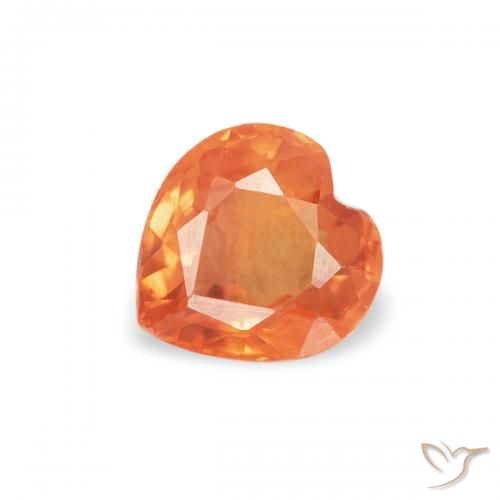 0.42ct Natural Damasco Laranja Quente Safira, Coração, VVS-VS