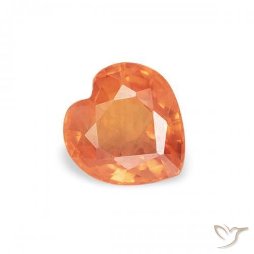 Safira Damasco Laranja Quente Natural 0.42ct, Coração, VVS-VS