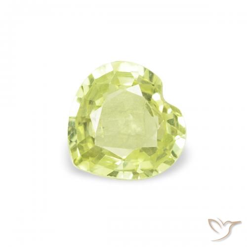 0.36ct Natural Verde limão Safira, Coração, VS