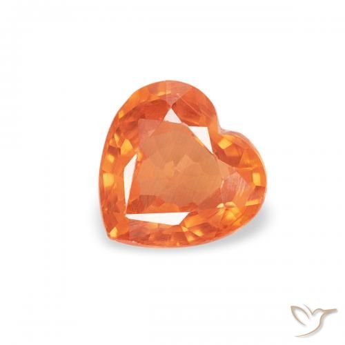 0.40ct Natural laranja avermelhado Safira, Coração, VVS-VS