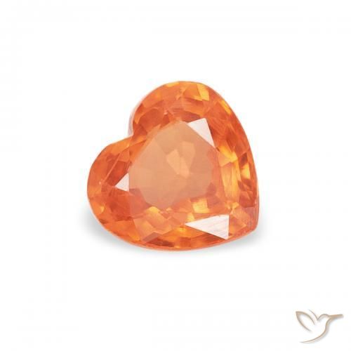 Safira laranja avermelhado Natural 0.40ct, Coração, VVS-VS