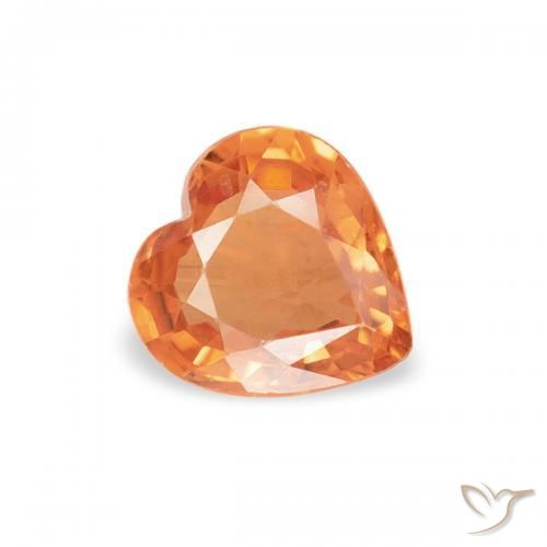 0.38ct Natural Laranja Médio Safira, Coração, VVS-VS