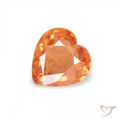 Safira Laranja Médio Natural 0.38ct, Coração, VVS-VS