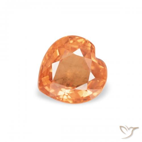 0.43ct Natural Laranja brilhante Safira, Coração, VS