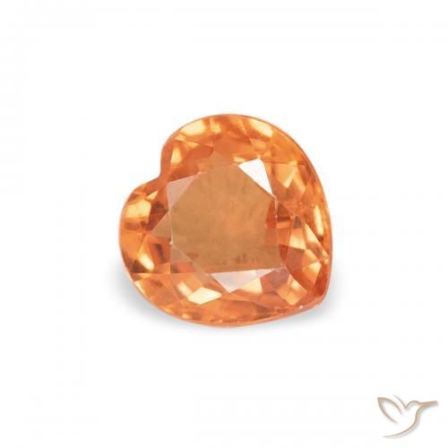 Safira Laranja brilhante Natural 0.43ct, Coração, VS