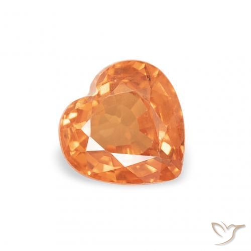 Safira Laranja brilhante Natural 0.42ct, Coração, VS