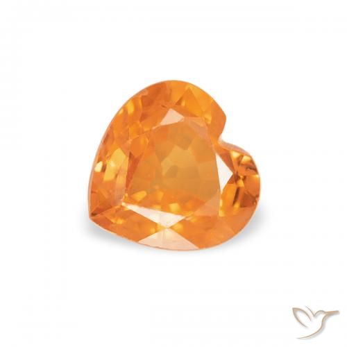 0.44ct Natural Laranja brilhante Safira, Coração, VVS-VS