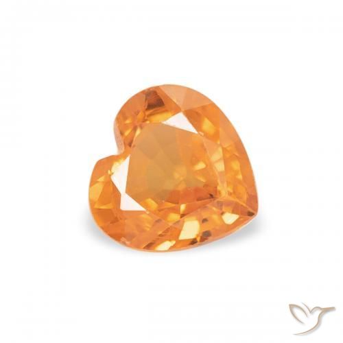 Safira Laranja brilhante Natural 0.44ct, Coração, VVS-VS