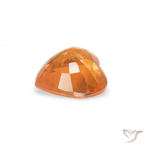 Safira Laranja brilhante Natural 0.44ct, Coração, VVS-VS