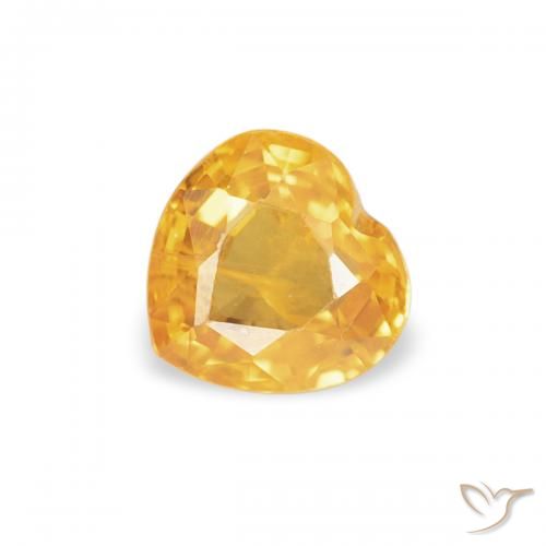 0.44ct Natural Dourado-Laranja Safira, Coração, VVS-VS