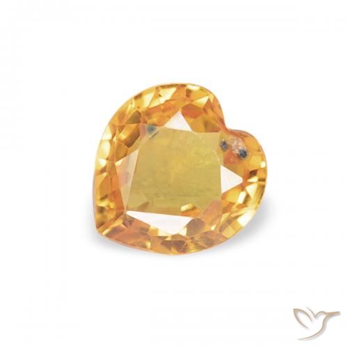 0.43ct Natural Laranja-Ouro Safira, Coração, VVS-VS