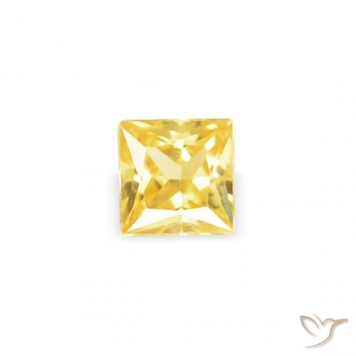 0.18ct Natural amarelo médio Safira, Quadrado, VS