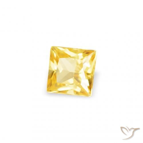 Safira amarelo médio Natural 0.18ct, Quadrado, VS
