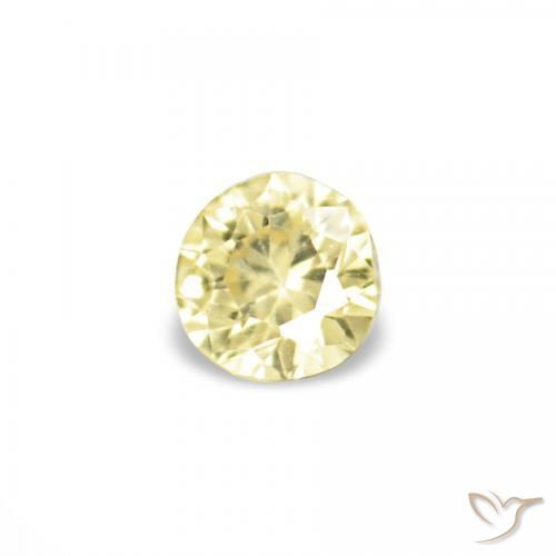 Pedras preciosas de Safira Medium Light-Yellow natural de 1.54 ct, Redondo, VVS-VS