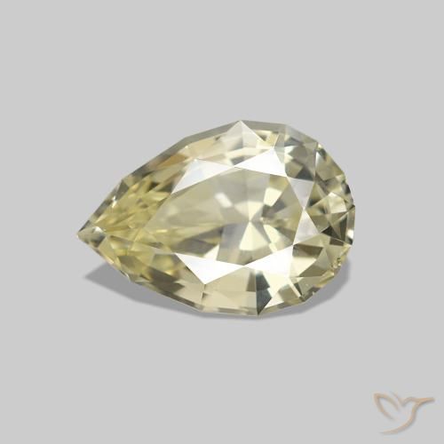 Safira Luz amarela Natural 1.37ct, Formato de pêra, VVS