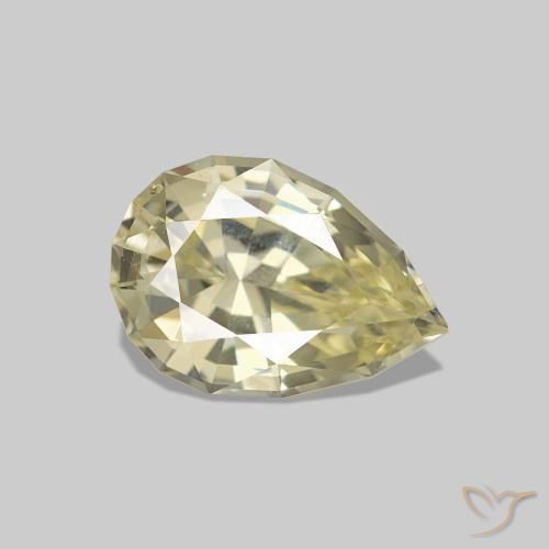 Safira Luz amarela Natural 1.37ct, Formato de pêra, VVS
