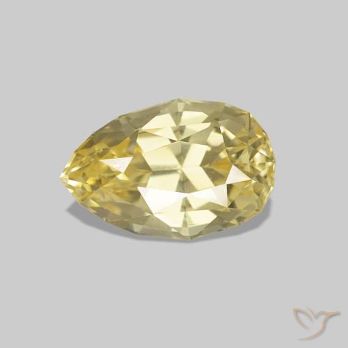 Safira Luz amarela Natural 1.18ct, Formato de pêra, VVS