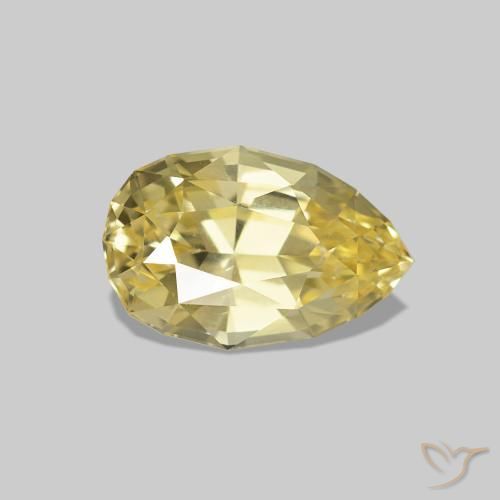 Safira Luz amarela Natural 1.18ct, Formato de pêra, VVS