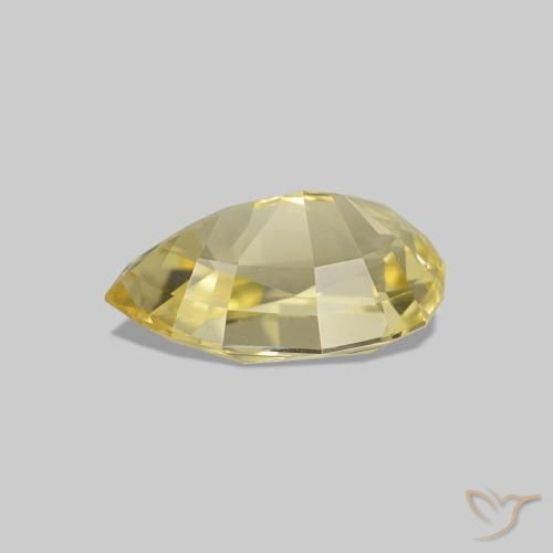 Safira Luz amarela Natural 1.18ct, Formato de pêra, VVS