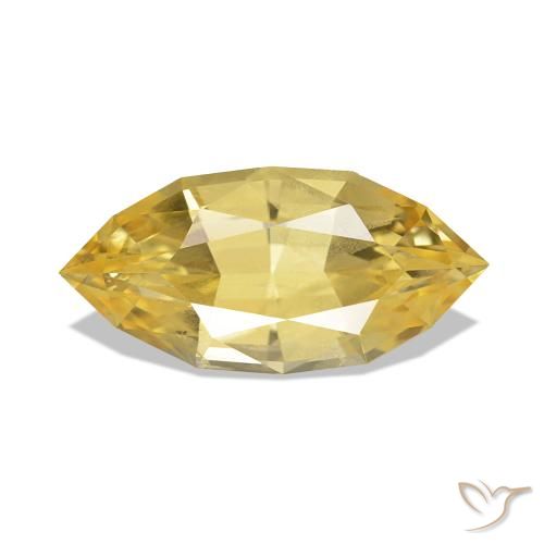 Safira amarelo médio Natural 1.37ct, Marquesa, VS