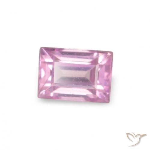 Safira rosa natural 0,11ct, baguete, VVS-VS