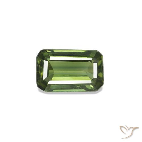 Safira verde natural 0,38ct, corte esmeralda, VS