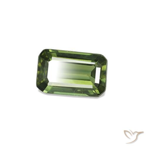 Safira verde natural 0,38ct, corte esmeralda, VS