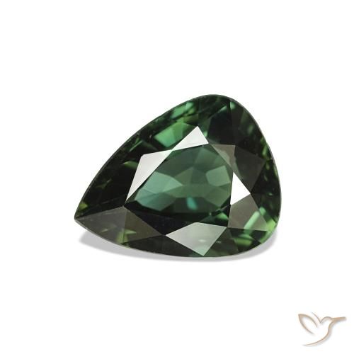 Safira Verde escuro Natural 1.48ct, Formato de pêra, VVS-VS