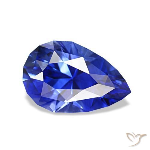 Safira centáurea azul Natural 1.55ct, Formato de pêra, VVS