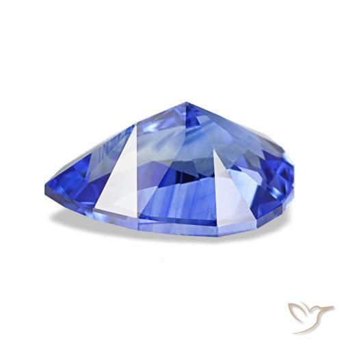 Safira centáurea azul Natural 1.55ct, Formato de pêra, VVS