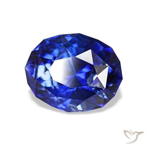 Safira azul real Natural 1.78ct, Corte Oval, VS